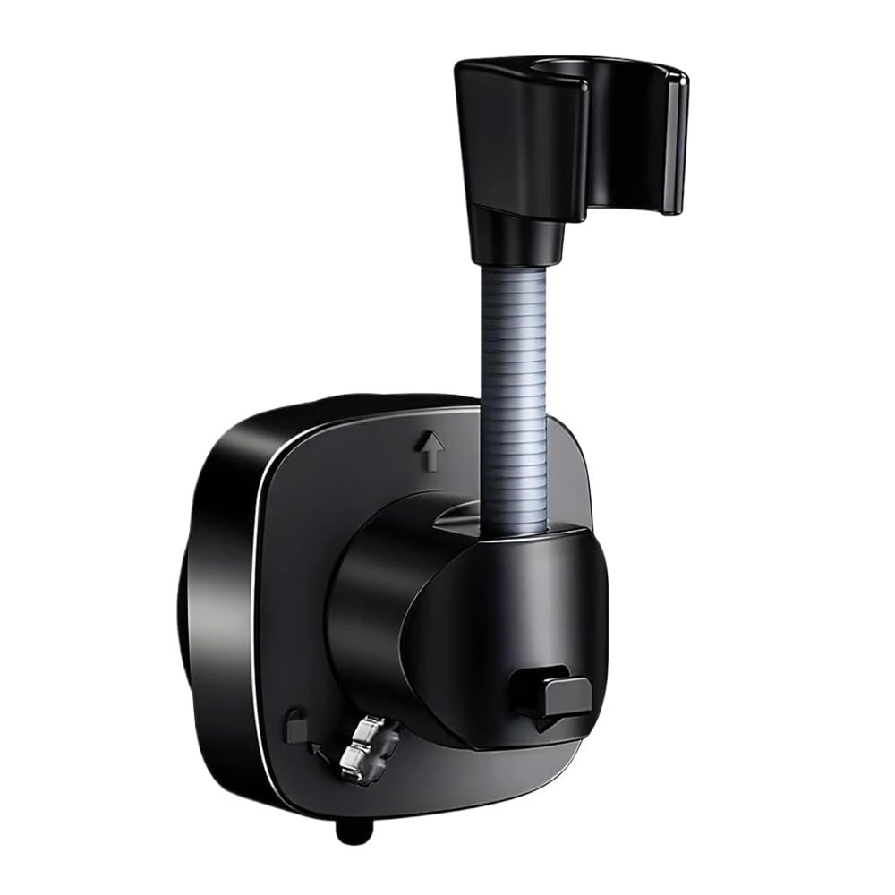 1pcs Suction Cup Adjustable Shower Holder with Hook(Black)