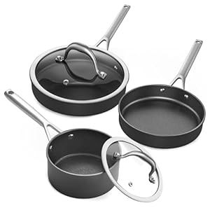 Saucepan Set, Pots and Pans Sets Non Stick, 5 Pieces Cookware – Frying Pan and Saucepan Set with Lids, Induction Hob Pan Set, Suitable for All Stove Hobs