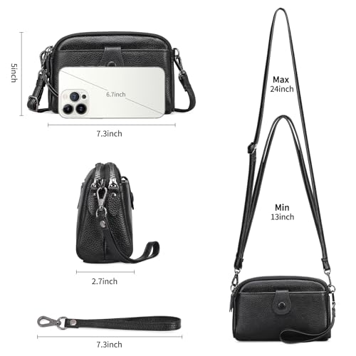 GAEKEAO Crossbody Bags for Women Small Genuine Leather Shoulder Purse Cross Body Bag with Wristlet Top Zipper - Image 6