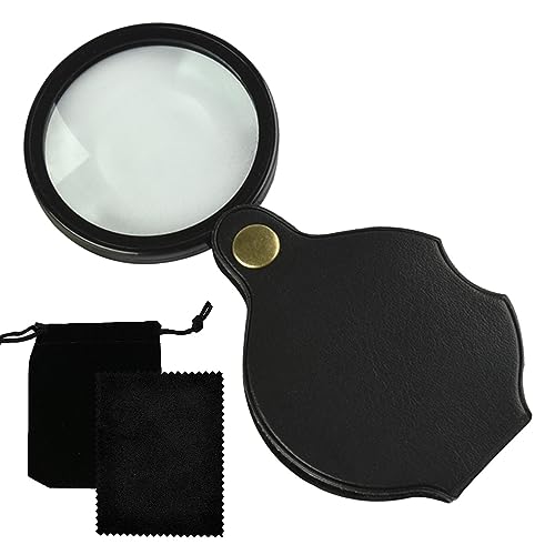 Alicer Minilupe, Taschenlupe, Faltbare Leselupe, Lesehilfe Vergrößerungsglas, Tragbare Lupe, Handtaschenlupe Kleine, Handlupe für Handwerk, Juwelier, Senioren(Schwarz)