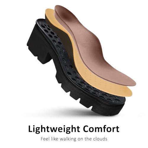 Image of AOSPHIRAYLIAN Mary Janes Platform Mary Janes for Women Round Toe Dress Shoes for Women Ankle Strap Chunky Heel Uniform Women's Pumps