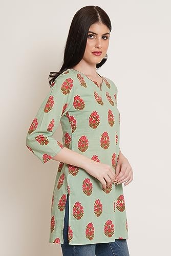 Image of Amazon Brand - Anarva Jaipuri Cotton Printed Short Kurti for Women