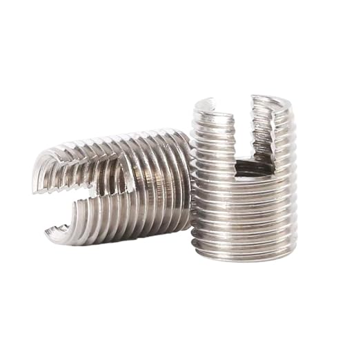 Threaded Inserts?Thread Repair Insert, M2 M2.5 M3 M4 M5 M6 M8 M10 M12 M14 M16 Stainless/Carbon Steel Metal Thread Repair Insert Self Tapping Slotted Threaded Nut(Silver,M4xM6.5x8 20pcs)
