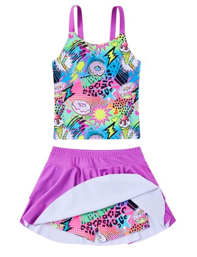 Image of ALISISTER Girls Tankini Swimsuit Two Piece Bathing Suits Summer Beach Swimwear with Shorts for 7-12 Years