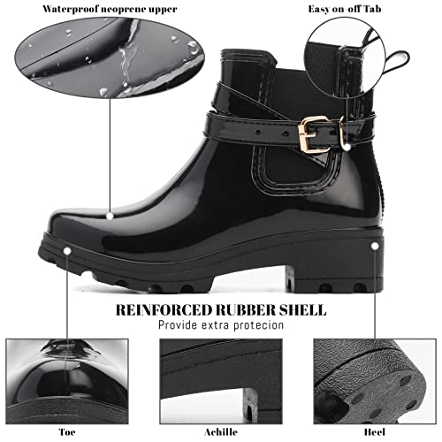 Dahocri Waterproof Rain Shoes For Women - Anti-Slipping Chelsea Ankle Rain Boots Women's Rubber Garden Shoes For Camping, Lawn Care, Gardening And Yard Work - (Black 5.5) #TOP1