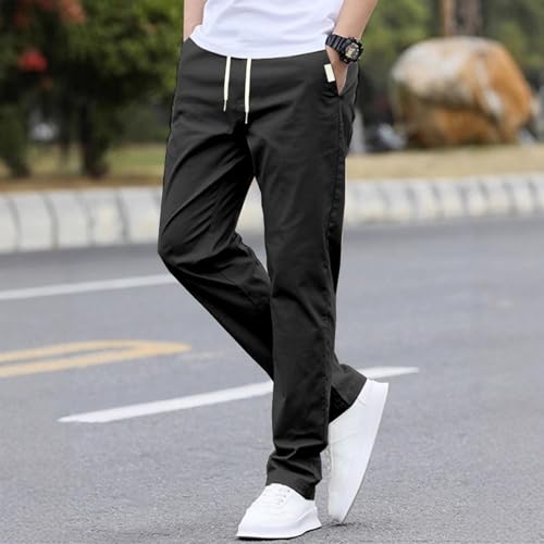 eoeioa Straight Leg Chinos Pants Men Lounge High Waisted Drawstring Chino Pants Fall Regular Fit Beach Pant with Pockets2