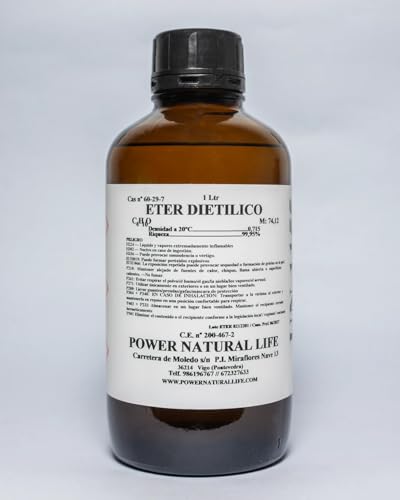 Éter Etílico Power Natural Life | Disolvente Altamente Eficaz para Apliciones Industriales | Envase de 1 Litro