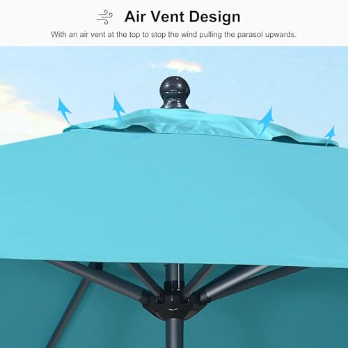 Image of PURPLE LEAF Outdoor Market Umbrella 11.5' x 8' Rectangle Turquoise Blue
