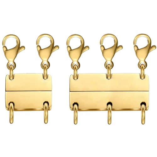 OHINGLT Multi Necklace Layering Clasp Gold Necklace Separator for Layering Strong Magnetic Clasps Jewelry Connectors for Layered Look