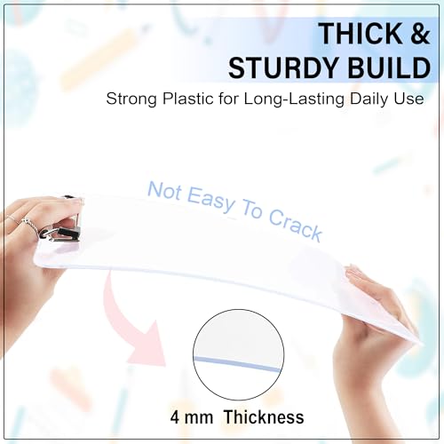 Image of GLUN Foggy Transparent Acrylic Exam Board with Ruler Marks, Exam Pad Clipboard, 14 x 10 Inches, Writing Board for Exams, School & Office Use