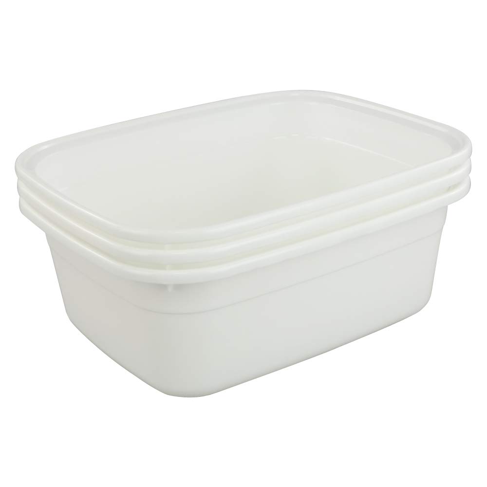 Lavabo de plástico de 16 cuartos de galón, color blanco, juego de 3