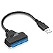 ZYElroy SATA 3 Kabel Sata zum USB-Adapter 6 Gbps für 2,5 Zoll Externe SSD HDD Festplatte 22 Pin Sata III-Kabel, USB 2.0,20cm