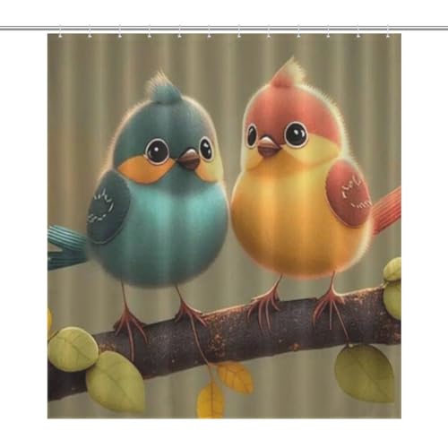 Rideau de douche oiseau polyester imperméable lavable 168x183cm - 7