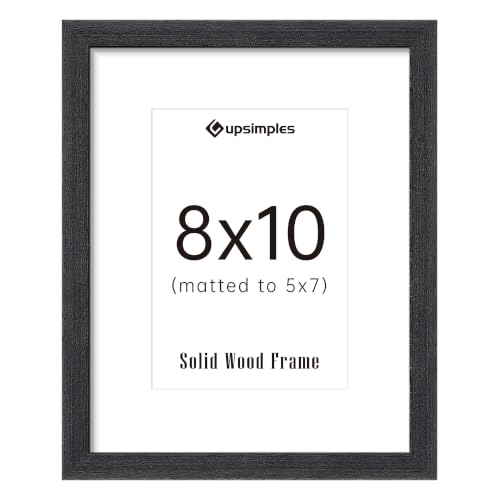 Image of upsimples 8x10 Picture Frame Solid Wooden, Nursery Decor, 1Pack Black | 100% Solid Wood, Fit 5x7 with Mat and 8 x 10 Photo, Wall Decor or Tabletop Display, Safe For Nursery Kids Room
