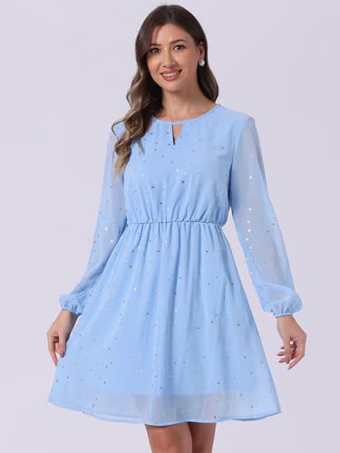 Robe trapèze légère bleu ciel camoufle les hanches col V