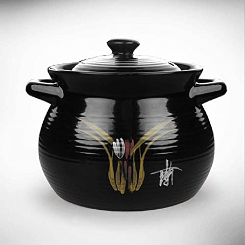 Terakotowy garnek do zapiekanek, terakotowy garnek do gulaszu gliniany garnek ceramiczny garnek - zielony i zdrowy, trwały, nie blaknie i nie starzeje się-A_pojemność 2,8 l