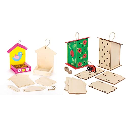 Baker Ross Mini Wooden Birdhouse Kits (Pack of 3) & AT884 Wooden
