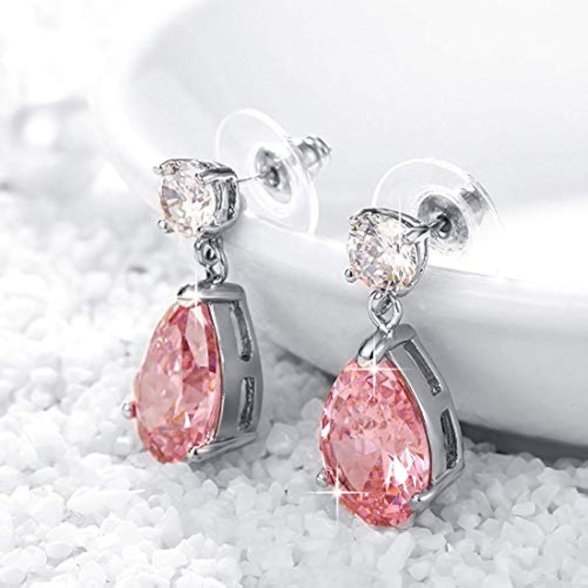 Crystal Teardrop Silver Plated Earrings (CT-ERG-45113)
