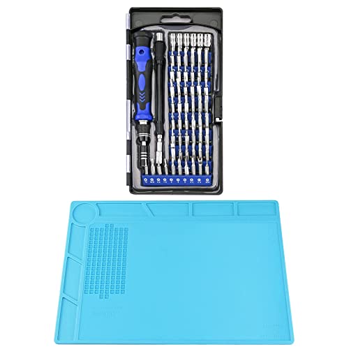 XOOL 62 in 1 Precision Screwdriver Set & Heat Insulation Silicone Repair Mat(13.7''Ã9.76''), Magnetic Driver Kit with Flexible Shaft, Extension Rod for Mobile Phone, Game Console, PC