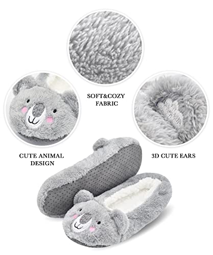 Image of DICUIRD Women's Animal Gripper Slipper Socks, Soft Sole Fuzzy Indoor House Socks
