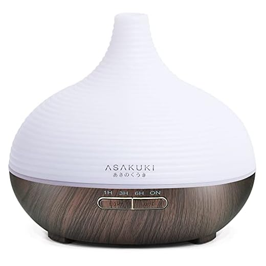 ASAKUKI Aroma diffuser för doftoljor, 300 ml premium ultraljud luftfuktare aromaterapi oljor diffusor med 7-färgat LED-ljus, BPA-fri för sovrum, kontor, spa (svart-300 ml)