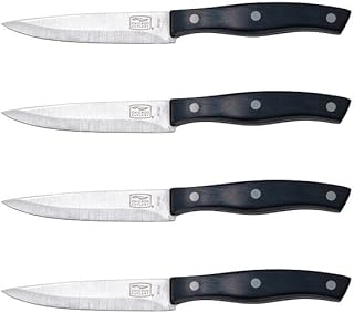 Ellsworth 4-Piece Steak Knives, 4.5" Stainless Steel Blades for Effortless Cutting, For Home Kitchen and Professional Use