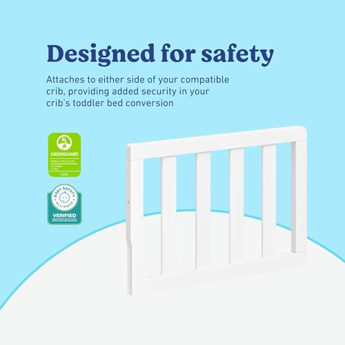 Image of Storkcraft & Graco Toddler Safety Guardrail with Slats (White) - GREENGUARD Gold Certified, Converts Compatible Storkcraft & Graco Crib to Toddler Bed, Each Guardrail Sold Individually