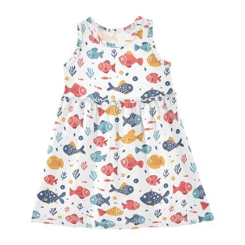 ALAZA Library Bookworm Cartoon Girls Toddler Casual Dress for Summer Sleeveless Dresses Sundress 2-8 Years