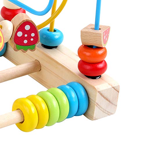 GEMEM Bead Maze Roller Coaster Wooden Beads Abacus Circle Educational My First Toy Cube Gift for Baby Toddlers Kids