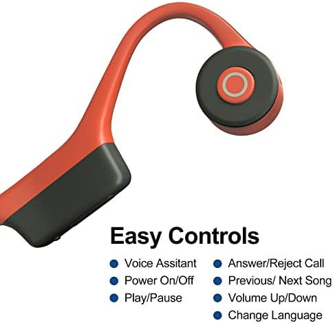 Bone Conduction Headphones, Bluetooth Wireless Earphones with Mic, Running Headphones, Open-Ear Sweatproof Ultralight Sports Headphones for Running, Cycling, Driving, Gym (Red)