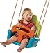 TRIBECCO® Columpio infantil 3 en 1, asiento para bebé, ajustable, creciente, columpio de jardín, para bebés y niños, con respaldo y cinturón de seguridad, fabricado en la Unión Europea