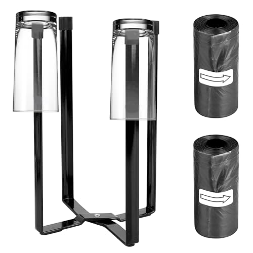 RUCUDIM Küchenständer Halter Regal Metallmüllbeutelhalter Multifunktional Arbeitsplatte Tassen Flaschen Trocknung Rack Klappbares für Plastiktüten Flaschen Tassen Regal Müllbeutel