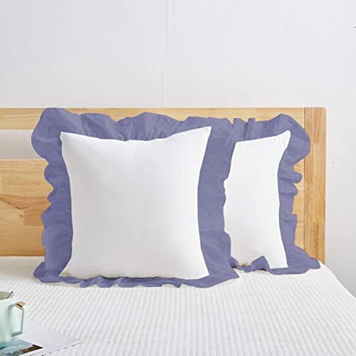 Image of YRM Bedding's Ruffle Beautiful Cushion Cover | Super Soft Elegant Premium Microfiber Frill Cushion Cover Set of 2 (24 inchx24 inch Inches) (White /Medium Blue)