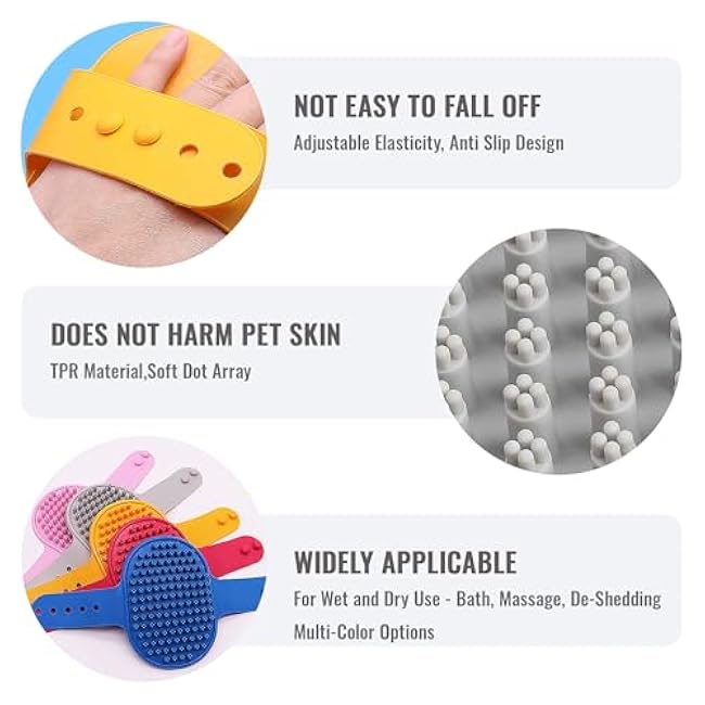 Silicone Dog Bath Brush, Soft Self Grooming Cat Brushes for Indoor Cats, Multi-Functional Wet & Dry Usage Pet Corner Scratcher for Bathing, Massage & Hair Cleaning, Rose*2PCS-CEyqK7lM