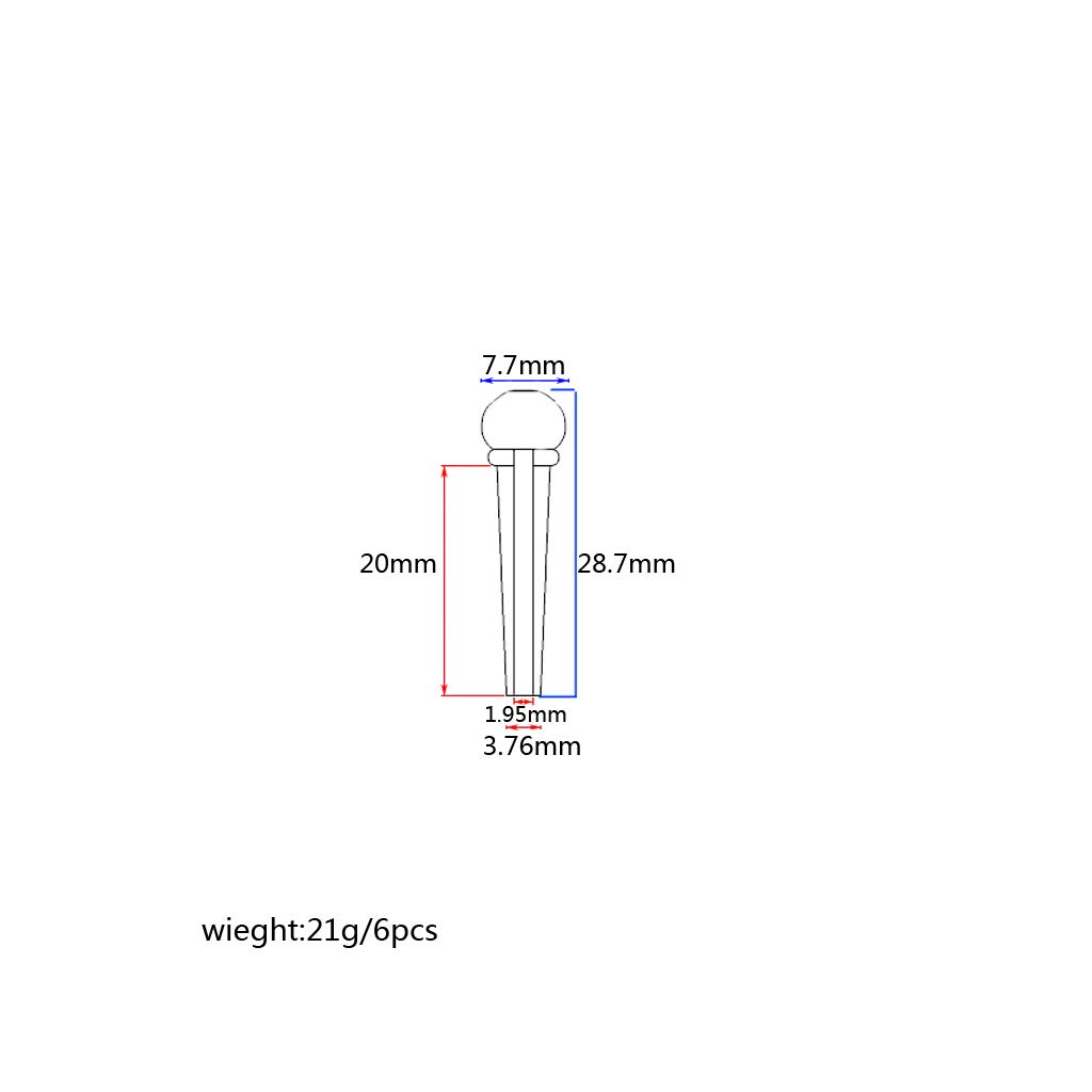 Alnicov Guitar Bridge Pins 6 szt. brązowych pinów gitarowych do wymiany gitar folk Acoustic