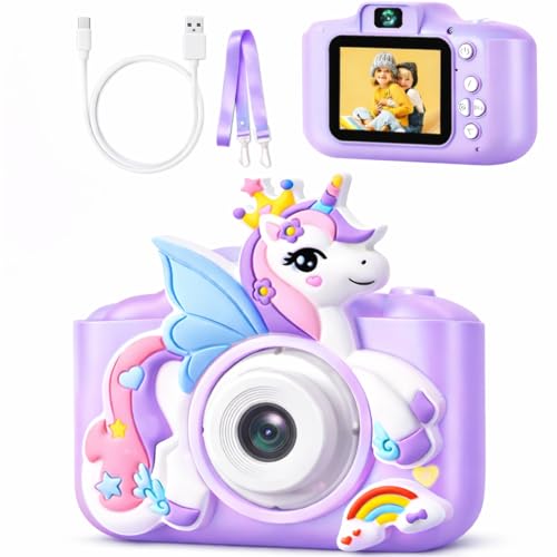 Image of PLUSPOINT Kids Digital Camera, Unicorn Toys Camera with Selfie 1080P HD Video, Christmas Birthday Gifts for Girls, Toddler Digital Camera Toys Gifts for 3+Year Old Girls and Kids