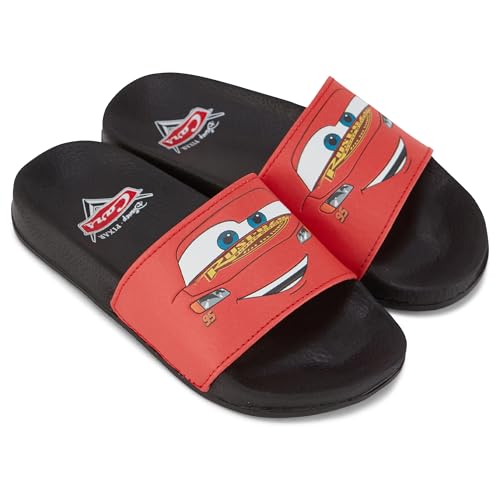 Disney Boys Pixar Cars Slide Sandals - Lightning McQueen Shoes - Lightning McQueen, Toe Mater, Doc Hudson, and Sally Carrera Slides