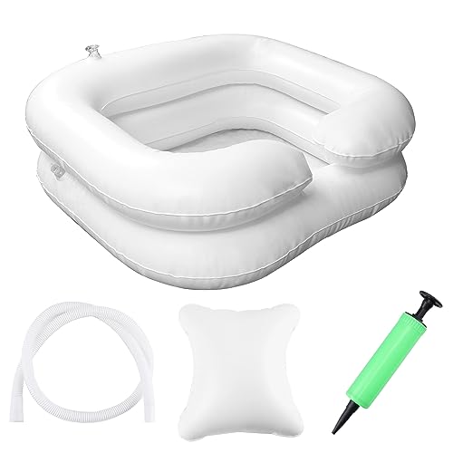 YiliYa Lavandino Gonfiabile per Capelli,Lavandino Gonfiabile,Mobile Bacinella con Tubo di Drenaggio Portatile Gonfiabile per Lavare per Testa Disabili Anziani Incinta