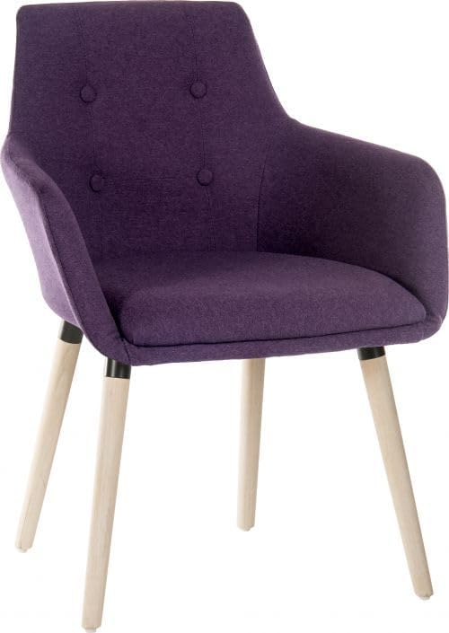 Contemporary 4 Legged Upholstered Reception Chairs, Plum, Pack of 2