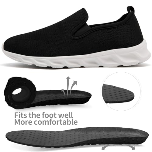 Image of Running Shoes Women Tennis Walking Gym Slip on Sneakers Workout Athletic Comfortable Fashion Sport Casual Shoe Black Size 9
