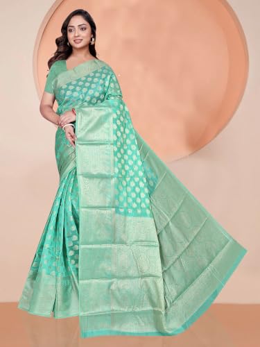 Image of Organza Silk Saree Wedding For Women Banarasi Sadi Original Kanchipuram Pure Rich Pallu Sari With Blouse Piece