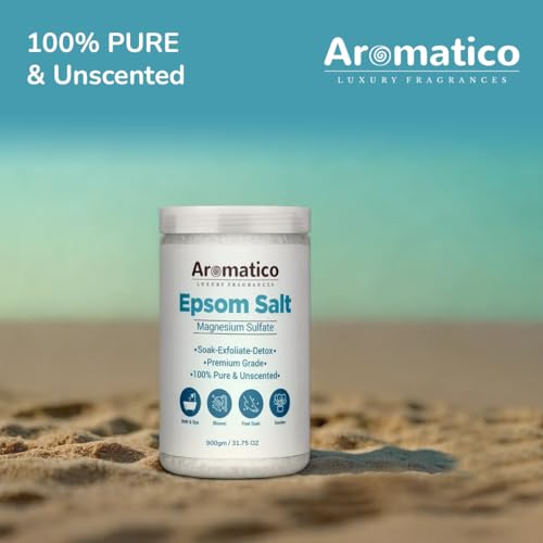 AROMATICO- Premium Grade Epsom Bath Salt Crystal for Body & Foot Spa. Natural therapy for Muscle Relief, Pain, Aches and detox. 100% Pure & Unscented 900gm - Image 7