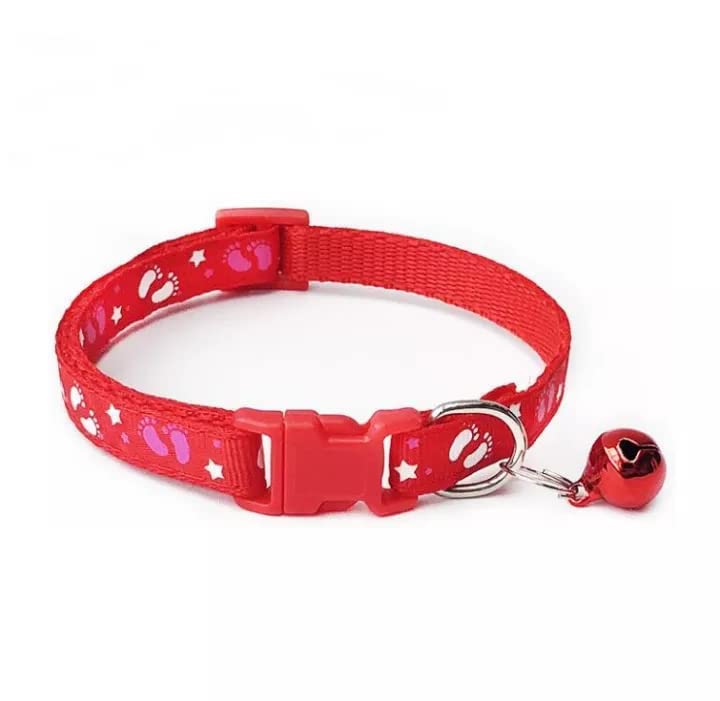 Image of 10mm Nylon Foot Printed I Collar with Bell for I Small Dogs, Kittens & Puppies I Design - Foot Print, Pack of 1 (Foot Print Collar)