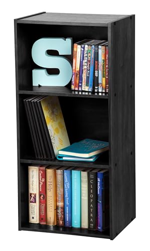 Iris Ohyama Estantería Moderna de Madera de 3 Niveles, 40cm ancho, Negro, Exposición, Modular, Almacenamiento, para Sala de Estar, Habitación, Oficina, Espacio Ahorrado, Librería, Montaje Fácil, CX-3