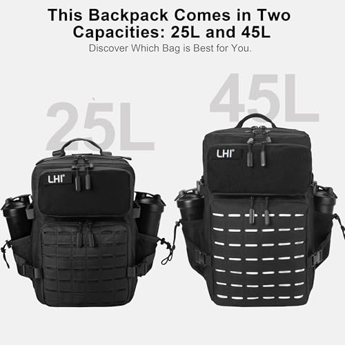Image of LHI Tactical Military Backpack for Men 25L /45L Large Molle Army Assault Pack 3 Day Hiking Rucksack With Bottle Holder