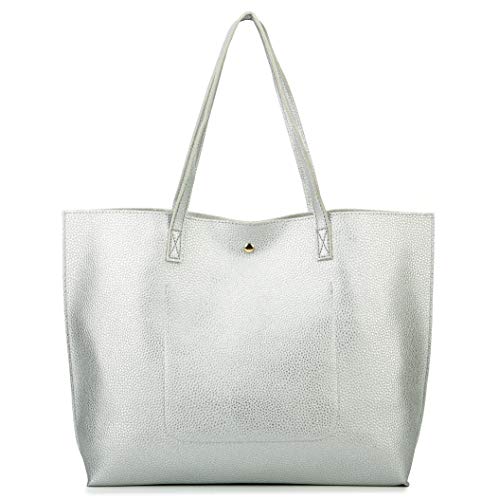 Nodykka NDK1012 SILVER Women Tote Bags Top Handle Satchel Handbags Pu Pebbled Leather Tassel Shoulder Purse,One Size,Silver2 thumb #5