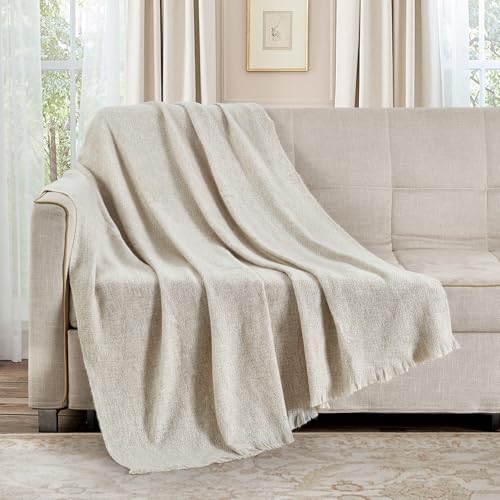 BOURINA Faux Cashmere Fringe Throw Blanket Decorative Lightweight Throw Soft Cozy for Bed or Sofa Outdoor Blanket, 127x178cm Beige - Cosy Home Interiors BOURINA Faux Cashmere Fringe Throw Blanket Decorative Lightweight Throw Soft Cozy for Bed or Sofa Outdoor Blanket, 127x178cm Beige - Image 4