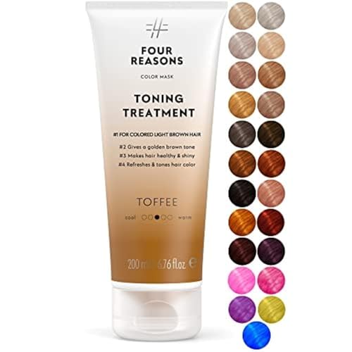 Four Reasons Farbmaske Tönende Pflegespülung Toffee Farben 200 ML - Pigmentiertes Pflegespülung für Hellbraunes Gefärbtes Haar