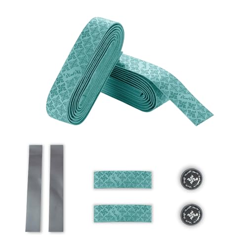 Skwiki Road Bike Handlebar Tape, Adherent PU Leather, Gripy, High Rebound, Breatheable, Multi-Layer Structure (Green)