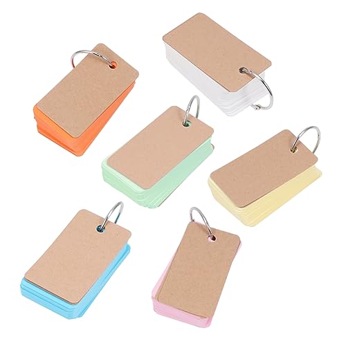 JEWEDECO Ringnotizblock Tragbar Klein Mit 6 Bunten Losen Blättern Nachfüllbar Mit Metallring Leere Karteikarten Für Schule Und Lernen